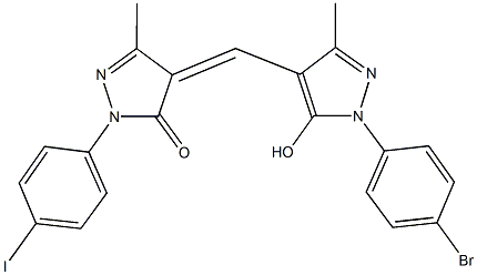 4-{[1-(4-bromophenyl)-5-hydroxy-3-methyl-1H-pyrazol-4-yl]methylene}-2-(4-iodophenyl)-5-methyl-2,4-dihydro-3H-pyrazol-3-one 结构式