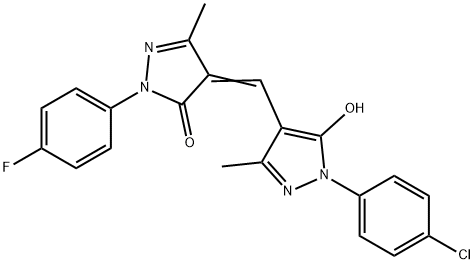 4-{[1-(4-chlorophenyl)-5-hydroxy-3-methyl-1H-pyrazol-4-yl]methylene}-2-(4-fluorophenyl)-5-methyl-2,4-dihydro-3H-pyrazol-3-one 结构式
