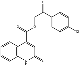 2-(4-chlorophenyl)-2-oxoethyl 2-hydroxy-4-quinolinecarboxylate 结构式