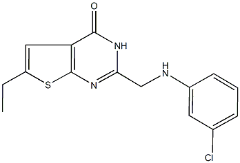 2-[(3-chloroanilino)methyl]-6-ethylthieno[2,3-d]pyrimidin-4(3H)-one 结构式