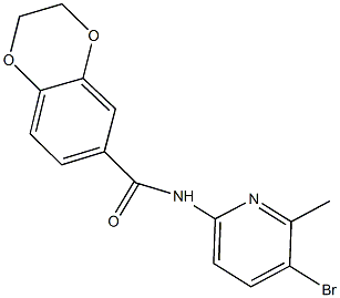 N-(5-bromo-6-methyl-2-pyridinyl)-2,3-dihydro-1,4-benzodioxine-6-carboxamide 结构式