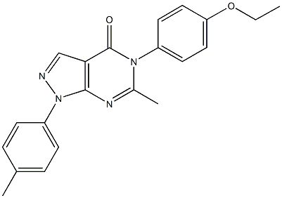 5-(4-ethoxyphenyl)-6-methyl-1-(4-methylphenyl)-1,5-dihydro-4H-pyrazolo[3,4-d]pyrimidin-4-one 结构式