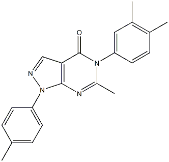 5-(3,4-dimethylphenyl)-6-methyl-1-(4-methylphenyl)-1,5-dihydro-4H-pyrazolo[3,4-d]pyrimidin-4-one 结构式