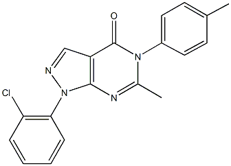 1-(2-chlorophenyl)-6-methyl-5-(4-methylphenyl)-1,5-dihydro-4H-pyrazolo[3,4-d]pyrimidin-4-one 结构式