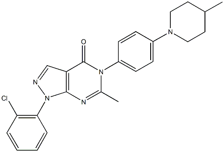 1-(2-chlorophenyl)-6-methyl-5-[4-(4-methyl-1-piperidinyl)phenyl]-1,5-dihydro-4H-pyrazolo[3,4-d]pyrimidin-4-one 结构式