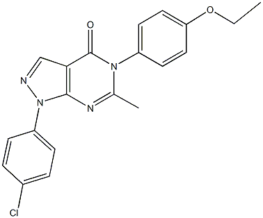 1-(4-chlorophenyl)-5-(4-ethoxyphenyl)-6-methyl-1,5-dihydro-4H-pyrazolo[3,4-d]pyrimidin-4-one 结构式