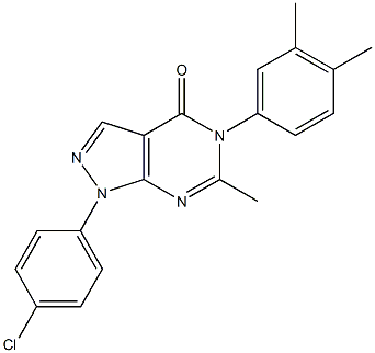 1-(4-chlorophenyl)-5-(3,4-dimethylphenyl)-6-methyl-1,5-dihydro-4H-pyrazolo[3,4-d]pyrimidin-4-one 结构式