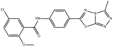 5-chloro-2-methoxy-N-[4-(3-methyl[1,2,4]triazolo[3,4-b][1,3,4]thiadiazol-6-yl)phenyl]benzamide 结构式