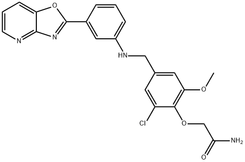 2-{2-chloro-6-methoxy-4-[(3-[1,3]oxazolo[4,5-b]pyridin-2-ylanilino)methyl]phenoxy}acetamide 结构式