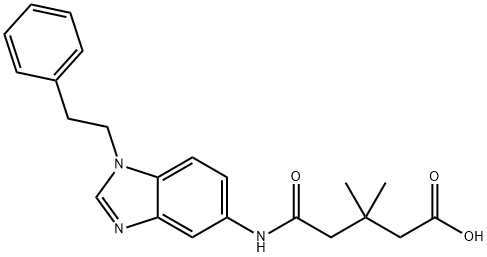 3,3-dimethyl-5-oxo-5-{[1-(2-phenylethyl)-1H-benzimidazol-5-yl]amino}pentanoic acid 结构式