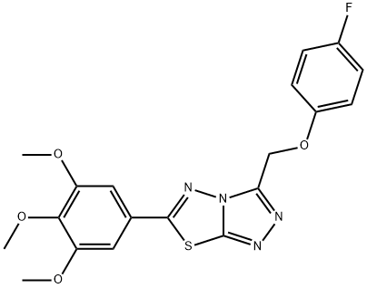 3-[(4-fluorophenoxy)methyl]-6-(3,4,5-trimethoxyphenyl)[1,2,4]triazolo[3,4-b][1,3,4]thiadiazole 结构式