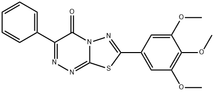 3-phenyl-7-(3,4,5-trimethoxyphenyl)-4H-[1,3,4]thiadiazolo[2,3-c][1,2,4]triazin-4-one 结构式