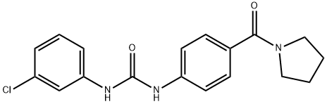 N-(3-chlorophenyl)-N'-[4-(1-pyrrolidinylcarbonyl)phenyl]urea 结构式