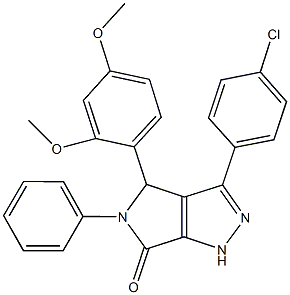 3-(4-chlorophenyl)-4-(2,4-dimethoxyphenyl)-5-phenyl-4,5-dihydropyrrolo[3,4-c]pyrazol-6(1H)-one 结构式
