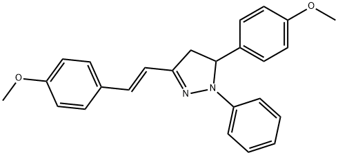 5-(4-甲氧基苯基)-3-[2-(4-甲氧基苯基)乙烯基]-1-苯基-4,5-二氢-1H-吡唑(内部名称吡唑啉) 结构式