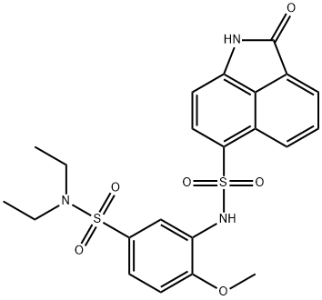 N-{5-[(diethylamino)sulfonyl]-2-methoxyphenyl}-2-oxo-1,2-dihydrobenzo[cd]indole-6-sulfonamide 结构式