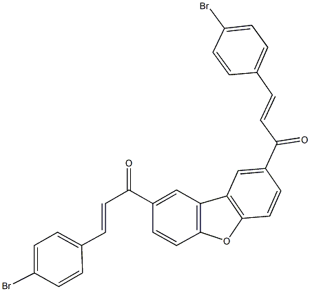 3-(4-bromophenyl)-1-{8-[3-(4-bromophenyl)acryloyl]dibenzo[b,d]furan-2-yl}-2-propen-1-one 结构式