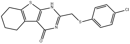 2-{[(4-chlorophenyl)sulfanyl]methyl}-5,6,7,8-tetrahydro[1]benzothieno[2,3-d]pyrimidin-4(3H)-one 结构式