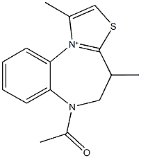 6-acetyl-1,4-dimethyl-4H,5H,6H-[1,3]thiazolo[3,2-a][1,5]benzodiazepin-11-ium 结构式