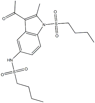 N-[3-acetyl-1-(butylsulfonyl)-2-methyl-1H-indol-5-yl]-1-butanesulfonamide 结构式