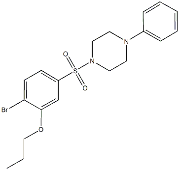 2-bromo-5-[(4-phenyl-1-piperazinyl)sulfonyl]phenyl propyl ether 结构式