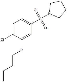 butyl 2-chloro-5-(1-pyrrolidinylsulfonyl)phenyl ether 结构式