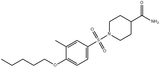 1-{[3-methyl-4-(pentyloxy)phenyl]sulfonyl}-4-piperidinecarboxamide 结构式