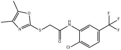 N-[2-chloro-5-(trifluoromethyl)phenyl]-2-[(4,5-dimethyl-1,3-oxazol-2-yl)sulfanyl]acetamide 结构式