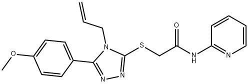 2-{[4-allyl-5-(4-methoxyphenyl)-4H-1,2,4-triazol-3-yl]sulfanyl}-N-(2-pyridinyl)acetamide 结构式