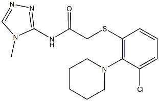 2-{[3-chloro-2-(1-piperidinyl)phenyl]sulfanyl}-N-(4-methyl-4H-1,2,4-triazol-3-yl)acetamide 结构式