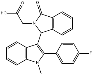 {1-[2-(4-fluorophenyl)-1-methyl-1H-indol-3-yl]-3-oxo-1,3-dihydro-2H-isoindol-2-yl}acetic acid 结构式