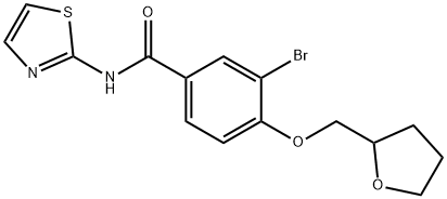 3-bromo-4-(tetrahydro-2-furanylmethoxy)-N-(1,3-thiazol-2-yl)benzamide 结构式