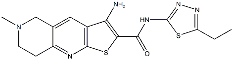 3-amino-N-(5-ethyl-1,3,4-thiadiazol-2-yl)-6-methyl-5,6,7,8-tetrahydrothieno[2,3-b][1,6]naphthyridine-2-carboxamide 结构式