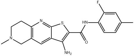 3-amino-N-(2-fluoro-4-methylphenyl)-6-methyl-5,6,7,8-tetrahydrothieno[2,3-b][1,6]naphthyridine-2-carboxamide 结构式