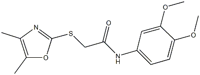 N-(3,4-dimethoxyphenyl)-2-[(4,5-dimethyl-1,3-oxazol-2-yl)sulfanyl]acetamide 结构式