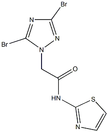 2-(3,5-dibromo-1H-1,2,4-triazol-1-yl)-N-(1,3-thiazol-2-yl)acetamide 结构式