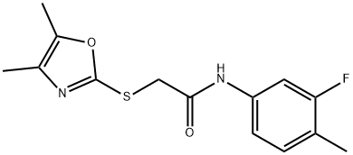 2-[(4,5-dimethyl-1,3-oxazol-2-yl)sulfanyl]-N-(3-fluoro-4-methylphenyl)acetamide 结构式