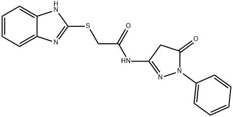 2-(1H-benzimidazol-2-ylsulfanyl)-N-(5-oxo-1-phenyl-4,5-dihydro-1H-pyrazol-3-yl)acetamide 结构式