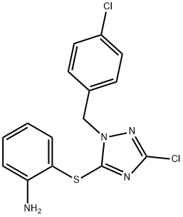 2-{[3-chloro-1-(4-chlorobenzyl)-1H-1,2,4-triazol-5-yl]sulfanyl}phenylamine 结构式