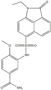 3-{[(1-ethyl-2-oxo-1,2-dihydrobenzo[cd]indol-6-yl)sulfonyl]amino}-4-methoxybenzamide 结构式