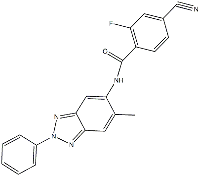 4-cyano-2-fluoro-N-(6-methyl-2-phenyl-2H-1,2,3-benzotriazol-5-yl)benzamide 结构式