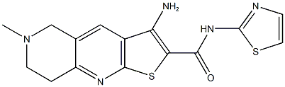 3-amino-6-methyl-N-(1,3-thiazol-2-yl)-5,6,7,8-tetrahydrothieno[2,3-b][1,6]naphthyridine-2-carboxamide 结构式