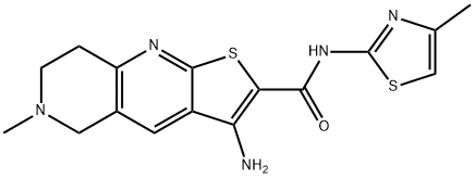 3-amino-6-methyl-N-(4-methyl-1,3-thiazol-2-yl)-5,6,7,8-tetrahydrothieno[2,3-b][1,6]naphthyridine-2-carboxamide 结构式