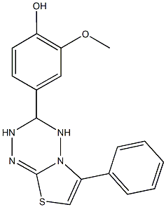 2-methoxy-4-(6-phenyl-3,4-dihydro-2H-[1,3]thiazolo[3,2-b][1,2,4,5]tetraazin-3-yl)phenol 结构式