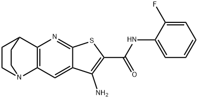 8-amino-N-(2-fluorophenyl)-1,2,3,4-tetrahydro-1,4-ethanothieno[2,3-b][1,5]naphthyridine-7-carboxamide 结构式