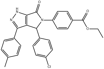 ethyl 4-(4-(4-chlorophenyl)-3-(4-methylphenyl)-6-oxo-4,6-dihydropyrrolo[3,4-c]pyrazol-5(1H)-yl)benzoate 结构式