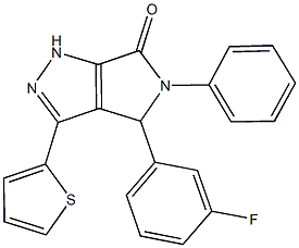 4-(3-fluorophenyl)-5-phenyl-3-(2-thienyl)-4,5-dihydropyrrolo[3,4-c]pyrazol-6(1H)-one 结构式