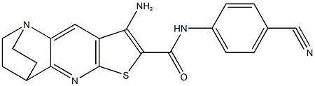 5-amino-N-(4-cyanophenyl)-7-thia-1,9-diazatetracyclo[9.2.2.0~2,10~.0~4,8~]pentadeca-2(10),3,5,8-tetraene-6-carboxamide 结构式