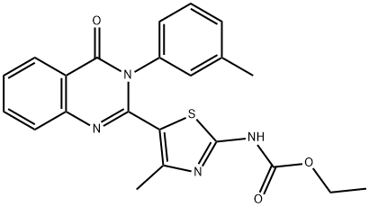 ethyl 4-methyl-5-[3-(3-methylphenyl)-4-oxo-3,4-dihydro-2-quinazolinyl]-1,3-thiazol-2-ylcarbamate 结构式