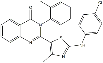 2-[2-(4-chloroanilino)-4-methyl-1,3-thiazol-5-yl]-3-(2-methylphenyl)-4(3H)-quinazolinone 结构式